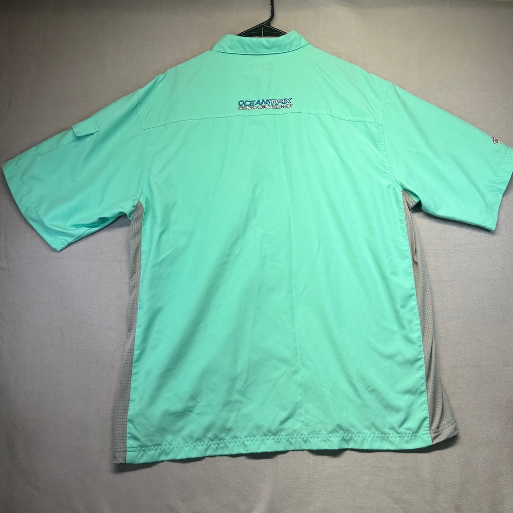 Bimini Bay Fishing Shirt Mens XL Mint Green Bangladesh Poly Mesh Utility Pockets - Picture 2 of 11